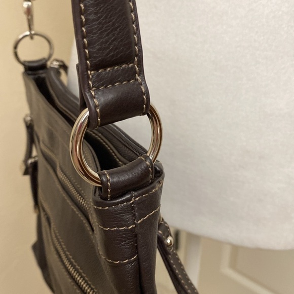 👛 TIGNANELLO CROSSBODY LEATHER HANDBAG shoulder bag purse Brown Like new - Picture 14 of 15